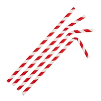 Fiesta Compostable Bendy Paper Straws Red Stripes (250 Pack)