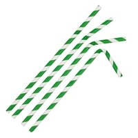 Fiesta Compostable Bendy Paper Straws Green Stripes (250 Pack)
