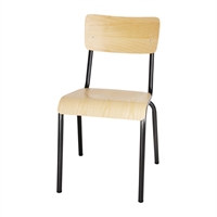 Bolero Cantina Side Chairs with Wooden Seat & Backrest Metallic Grey (4 Pack)