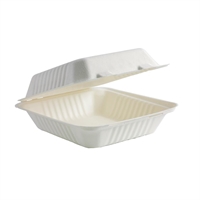 BioPak BioCane Clamshell Container White - 203x198x81mm (200 Pack)