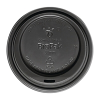 BioPak PLA Lids for BioPak BioCups Black 90mm (1000 Pack)