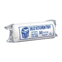 Jantex Kitchen Tidy White Garbage Bags Large 36Ltr (50 Pack)