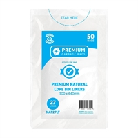 Jantex Kitchen Tidy Food Safe Garbage Bags Clear 27Ltr (50 Pack)