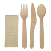 eGreen Individually Kraft Wrapped 4-in-1 Wooden Cutlery Set (250 Pack)