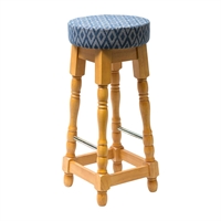 Classic Soft Oak High Bar Stool with Blue Diamond Seat (2 Pack)