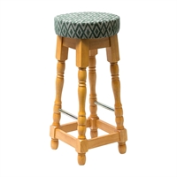 Classic Soft Oak High Bar Stool with Green Diamond Seat (2 Pack)
