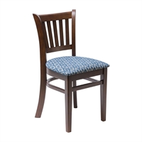 Manhattan Dark Walnut Dining Chair with Blue Diamond Padded Seat (2 Pack)