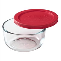 Pyrex Simply Store Round Container with Red Lid 2 Cup