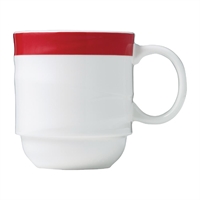 Royal Porcelain Maxadura Resonate Red Band Coffee Mug Stackable 350ml (12 Pack)