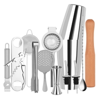 Zanzi Cocktail Set 14pc Stainless Steel in Bartender Bag