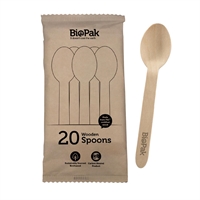 BioPak BioCutlery Wooden Spoon - 16cm (20 Pack)