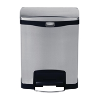 Rubbermaid Slim Jim Front Step-On Pedal Bin Stainless Steel 30Ltr