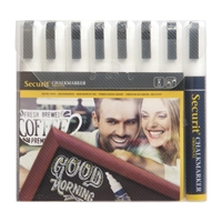 Marqueurs craie liquide blancs Securit 6mm (lot de 8)