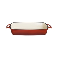 Vogue rechthoekige gietijzeren ovenschaal rood 2,8Ltr