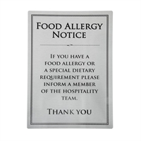 Brushed Steel Food Allergy Sign