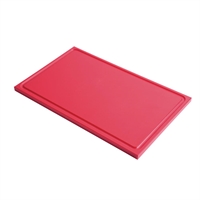 Planche à découper avec rigole GN1/2 en polyéthylène haute densité Gastro M rouge
