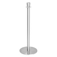 Bolero Flat Base Barrier Posts Brushed Stainless Steel (2 pack)