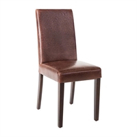 Chaise dossier haut en simili cuir Bolero marron foncé patiné (Lot de 2)