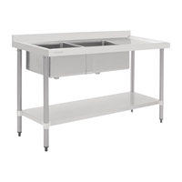Vogue Double Bowl Sink R/H Drainer - 1800mm 90mm Drain