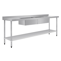 Vogue Double Bowl Sink Double Drainer - 2400mm x 700mm 90mm Drain