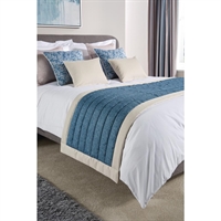 Luxury Fiorella Bordered Bed Runner Indigo