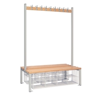 Double-Sided Island Seating with Mesh Basket Grey