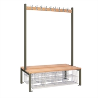 Double-Sided Island Seating with Mesh Basket Dark Grey
