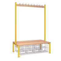 Double-Sided Island Seating with Mesh Basket Yellow