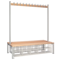 Double-Sided Island Seating with Mesh Basket Grey