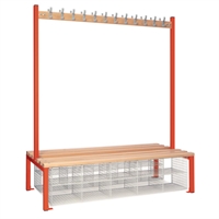 Double-Sided Island Seating with Mesh Basket Red