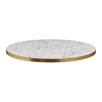 Omega Round Laminate Table Top White Carrara Marble