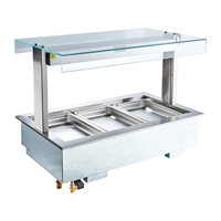 Cossiga Linear Series Drop-in Bain Marie w/Flat Top Sneeze Guard