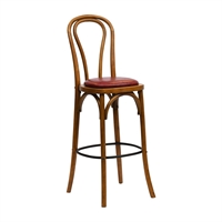 Hoop Back Bar Chair in Weathered Oak with Bison Bordeaux Seat