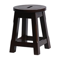 Wooden Top Low Stool in Dark Walnut (2 Pack)