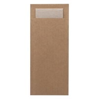 Europochette Classic Size Kraft Brown Cutlery Pouch with Kraft 2ply Napkin (500 Pack)
