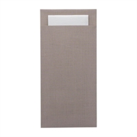 Europochette Extra Size Greige Cutlery Pouch with White Airlaid Napkin (200 Pack)