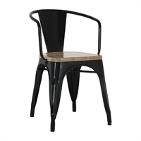 Bolero Bistro Curve Armchairs with Wooden Seat Pad Black (4 Pack)