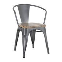 Bolero Bistro Curve Armchairs with Wooden Seat Pad Gunmetal (4 Pack)