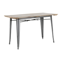 Bolero Bistro Dining Table Slatted Mango Wood Top Gunmetal 1200mm