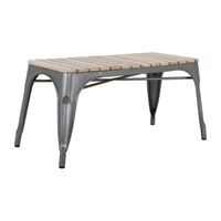 Bolero Bistro Indoor Bench Slatted Mango Wood & Gunmetal Frame 850mm (2 Pack)