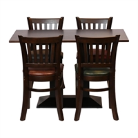 Turin Dining Table with 4 Manhattan Chairs in Dark Walnut with Shetland Sea