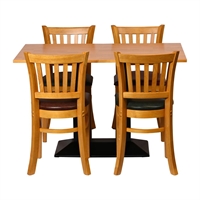 Turin Dining Tables with 4 Manhattan Chairs in Soft Oak with Bison Tan