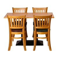 Turin Dining Table with 4 Manhattan Chairs in Soft Oak with Shetland Sea