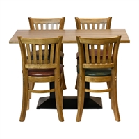 Turin Dining Table with 4 Manhattan Chairs in Weathered Oak with Bison Espresso