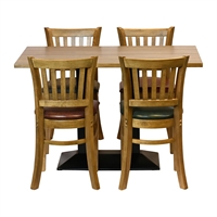 Turin Dining Table with 4 Manhattan Dining Chairs Weathered Oak with Bison Tan