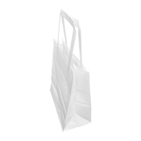 Fiesta Recyclable Flat Handle White Paper Bags Small (250 Pack)