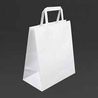 Fiesta Recyclable Flat Handle White Paper Bags Large (250 Pack)