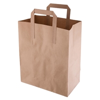 Sacs moyens en papier marron à poignées plates Fiesta Recyclables (lot de 250)