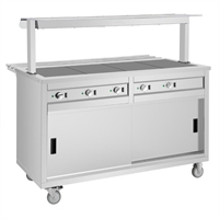Buffet central mobile avec plaque chauffante Buffalo 4 x GN 1/1