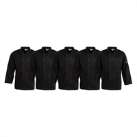 Whites Vegas Chefs Jacket Long Sleeve Black Size XL (5 Pack)
